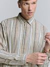 No Excess Chemise Beige Rayé Model / Voorkant