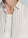 No Excess Chemise Beige Rayé Model / Detail