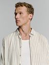 No Excess Shirt Stripes Beige Model / Voorkant
