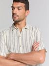 No Excess Short Sleeve Shirt Stripes Ecru Model / Voorkant
