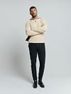No Excess Half Zip Pullover Two Coloured Melange Greige Model / Voorkant