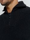No Excess Half Zip Pullover Two Coloured Melange Black Model / Detail