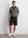 Marc O'Polo Knitted Polo Noir Beige Rayé Model / Voorkant