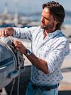 NZA Shirt Karson Linen Blend Blue Model / Sfeerbeeld