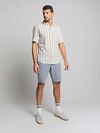 No Excess Short Sleeve Shirt Stripes Ecru Model / Voorkant