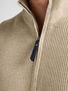 Petrol Knitted Half-Zip Sweater Nashville Beige Model / Detail