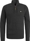 PME Legend Knitted Half Zip Trui Cable Zwart PKW2410305-999 kopen | Suitable