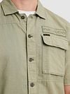 PME Legend Short Sleeve Shirt Linen Blend Green Model / Detail