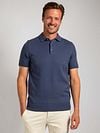 Suitable Heavy Knitted Polo Shirt Raw Denim Blue Model / Voorkant with Stefan