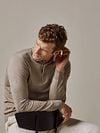 Profuomo Longsleeve Polo Shirt Luxury Basic Beige Model / Voorkant