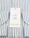 Profuomo Shirt Peached Rayures Flannel Bleu