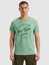 PME Legend T-Shirt Logo Artwork Turquoise Model / Voorkant