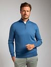 Suitable Merino Half Zip Trui Ink Blauw Model / Voorkant met Stefan