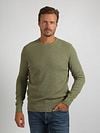 Suitable Pullover Structure Slub Olive Green Model / Voorkant with Stefan