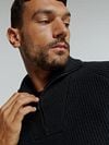 No Excess Halfzip Pullover Two Coloured Melange Schwarz Model / Detail