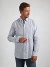 Suitable  Shirt Cotton Slub Stripes Blue Model / Voorkant with Stefan