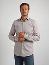 Suitable Twill Shirt Extra Long Sleeves Stripe Brown Model / Voorkant with Stefan