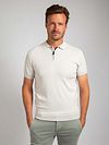 Suitable Knitted Half Zip Polo Shirt Beige Model / Voorkant with Stefan