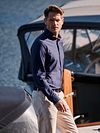 Suitable Herringbone Shirt Navy Model / Sfeerbeeld