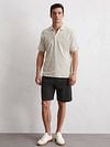 Marc O'Polo Poloshirt Riva Terry Cloth Ecru Model / Voorkant