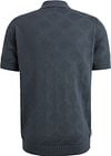 Cast Iron Knitted Half Zip Poloshirt Struktur Blau Product / Achterkant