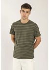 ANTWRP T-Shirt Stripes Green Model / Voorkant