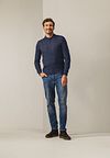 State Of Art Sweater Polo Collar Melange Navy Model / Voorkant