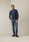 State Of Art Pullover mit Polokragen Melange Navy Model / Voorkant