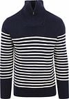 KnowledgeCotton Apparel Pullover Wool Navy Halfzip 1080046-8021 Blue stripe order online | Suitable