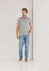 State Of Art Short Sleeve Hemd Print Twill Lichtblauw Model / Voorkant