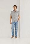 State Of Art Short Sleeve Shirt Print Twill Light Blue  Model / Voorkant