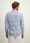 State Of Art Shirt Linen Print Checks Blue Model / Achterkant