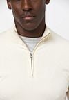 Profuomo Half Zip Pullover Luxury Ecru Model / Detail