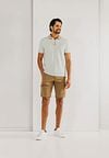 State of Art Poloshirt Jersey Structured Stripe Weiß Model / Voorkant