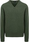 William Lockie V-Auschnitt Pullover Lammwolle Rosemary Grün 7092DF-245 Rosemary