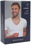 Suitable Vitaru T-Shirt Tiefer V-Ausschnitt Weiß 2-Pack Verpakking
