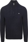 Gant Halfzip Lamswol Trui Cable Navy 8050260-433 kopen | Suitable
