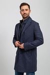 Suitable K150 Coat Wol Blend Ruit Donkerblauw Model / Voorkant met Emiel