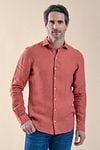 R2 Linen Shirt Orange Model / Voorkant