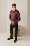 State Of Art Sweater V-Neck Melange Burgundy Model / Voorkant