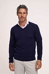 R2 Pullover Merino Wool Navy Model / Voorkant
