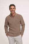 R2 Half Zip Heavyknit Pullover Merino Wool Light Brown Model / Voorkant