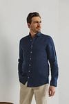 State Of Art Shirt Linen Navy Model / Voorkant