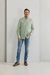 State Of Art Shirt Stripe Green Model / Voorkant