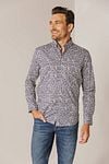 State Of Art Shirt Poplin Print Blue Red Model / Voorkant