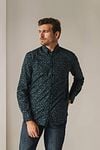 State Of Art Shirt Poplin Printed Navy Green Model / Voorkant