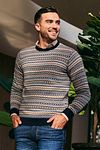 Suitable Prestige Fair Isle Pullover Beige Model / Voorkant met Bram