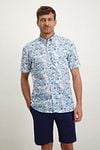 State Of Art Short Sleeve Shirt Print Flower Blue Model / Voorkant