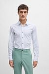 BOSS Hank Shirt Stretch Print White Model / Voorkant