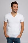 Alan Red Oklahoma T-shirt Stretch White 3-Pack Model / Voorkant with Bram